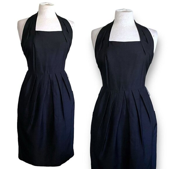 Vintage 90s Lauren Alexandra Womens Dress Sz 10P 10 Petite Black Silk Minimalist - Picture 1 of 13